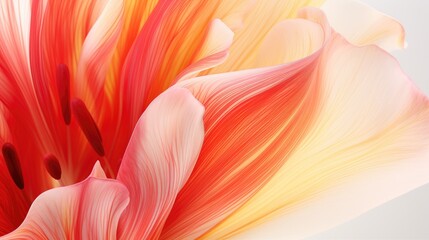 Detail view of tulip petals isolated on white background.