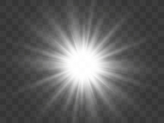 Bright beautiful star.Illustration of a light effect on a transparent background.	

