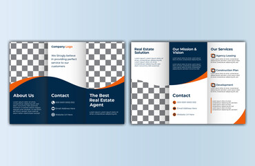 Corporate trifold brochure template. Modern, Creative and Professional tri fold brochure vector design.