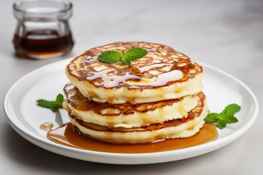 classic american pancakes with maple syrup for breakfast