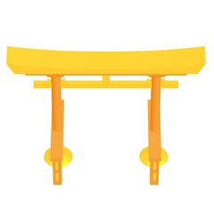 Torii sacred traditional gate. Symbol of Japan, shintoism religion. Japanese Tori arch ancient entrance. 3d render illustration