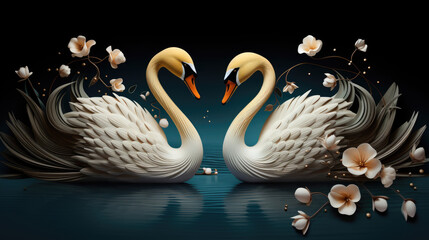 two swans on the lake