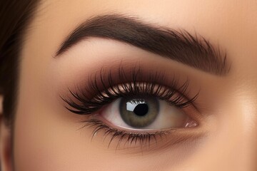 Obraz premium Close-up image of the face and eyebrows of a well-groomed girl.
