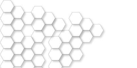 Seamless pattern with hexagons Pattern of white abstract hexagon wallpaper or background. Futuristic abstract honeycomb mosaic white technology background. geometric mesh cell texture.