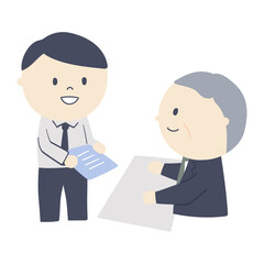 office worker who submits documents to his boss