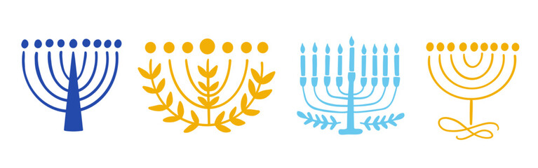 Menorah Hanukkah Shapes Set Illustration Judaism