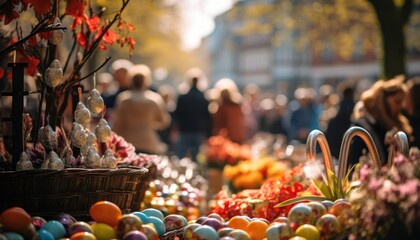 Photo of people gathered around a candy-filled table, enjoying sweet treats together