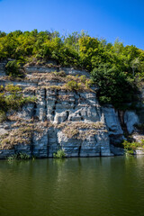 The Dniester river canyon and its banks. Rocks of the Dniester Canyon.