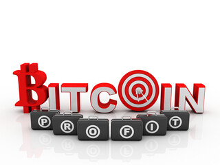 3d rendering bitcoin sign with target