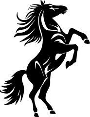 Horse portrayed in a clear and minimalistic vector form while on its hind legs