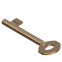 3D rendering illustration of an old key