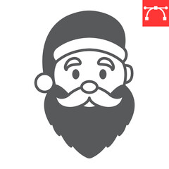 Santa Claus glyph icon, new year and merry christmas, xmas men vector icon, smiling santa vector graphics, editable stroke solid sign, eps 10.