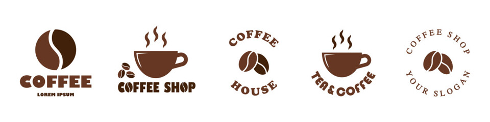 Coffee shop - vector labels. Emblems for coffee bar isolated on white.