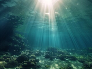 Fototapeta na wymiar Underwater sea view, generative ai