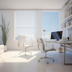 Fototapeta na wymiar Light and airy home office space