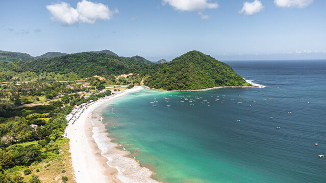 Drone view in selong belanak kuta lombok indonesia