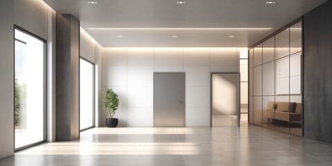 Fototapeta premium Modern office lobby, generative ai image of luxury hall.
