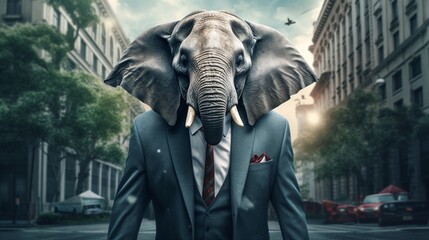 Fototapeta na wymiar elephant in suit.Generative AI