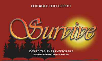 Survive Text Effect Editable Premium Vector