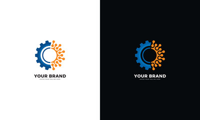 Tech work logo, gear design, vector graphic design