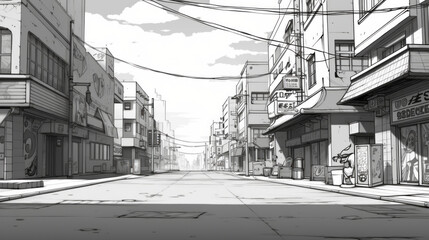 Fototapeta premium manga Styled empty street