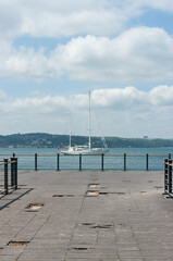 A sailboat on the sea on a sunny day in Istanbul, Turkey
