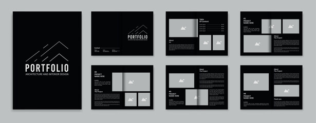Architecture portfolio design template, architectural portfolio layout design, a4 size print ready brochure for architectural design. - obrazy, fototapety, plakaty