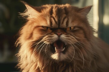 Angry cat growl. Generate Ai