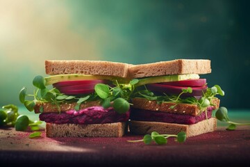 Vegan beetroot sandwich. Generate Ai