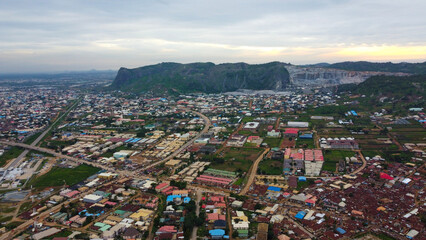 Beautiful aerial view of Abuja city mountain landscape 