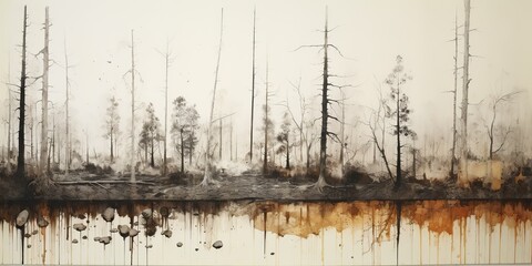 AI Generated. AI Generative. Halloween landscape scary spooky boo ink paint water color outdoor background. Graphic Art