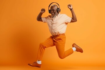 Fototapeta na wymiar Black man orange music. Generate Ai