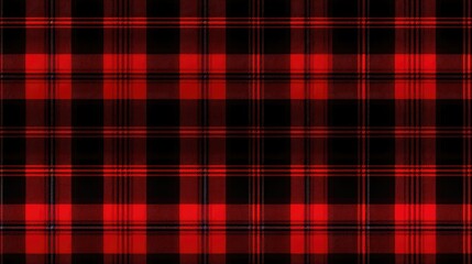 red, white and black seamless Checkered tartan fabric perfect for shirts or tablecloths, featuring a classic Scottish plaid design. Also great as a versatile backdrop or wallpaper.