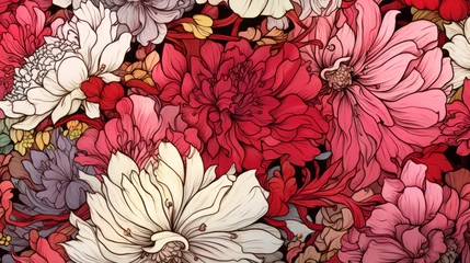 Möbelaufkleber manga Styled floral seamless pattern © Textures & Patterns