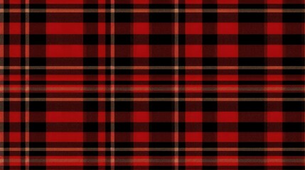 red, white and black seamless Checkered tartan fabric perfect for shirts or tablecloths, featuring a classic Scottish plaid design. Also great as a versatile backdrop or wallpaper.