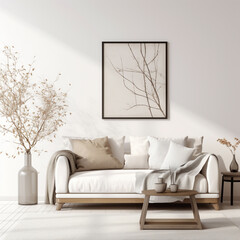 Modern Living Comfort: White Wall in Relaxing Living Room