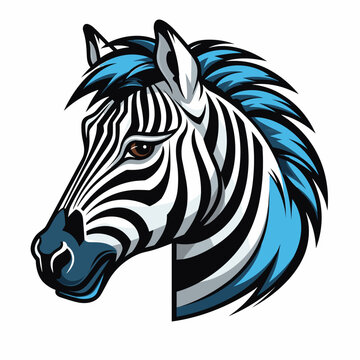 Esport vector logo zebra on white background side view, zebra icon, zebra head, zebra sticker