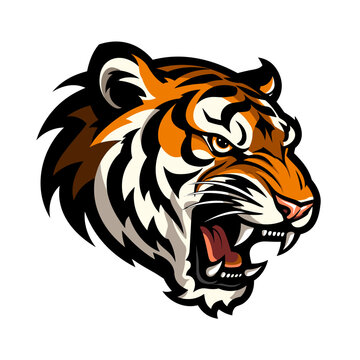 Esport vector logo tiger on white background side view, tiger icon, tiger head, tiger sticker