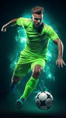 Soccer Player on a digital background