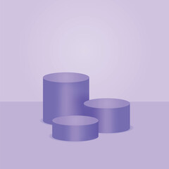 Vector graphic illustration of purple round podiums on a purple background.