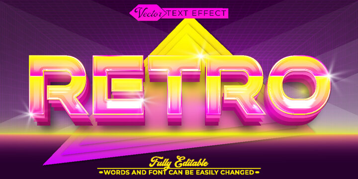 Shiny Retro Party Vector Editable Text Effect Template