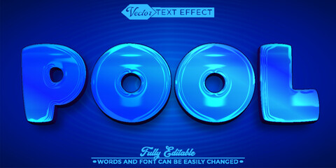 Blue Cartoon Pool Vector Editable Text Effect Template