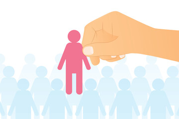 hand choosing standing out person, Human Resource Management, hiring, leader concept