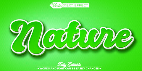 Cartoon White Green Nature Vector Editable Text Effect Template