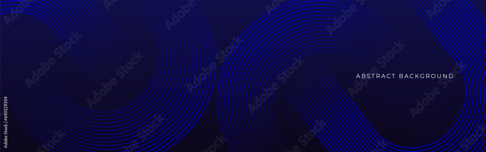 Poster abstract blue glowing geometric lines on dark blue background. modern diagonal background of rounded