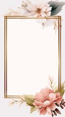 floral wedding invitation empty frame