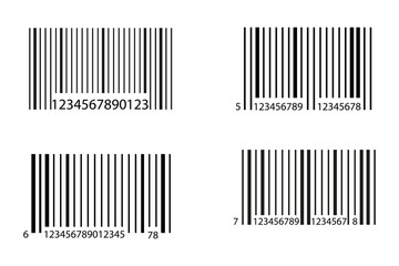 Simple bar code set. Universal product scan code icon. Vector illustration. EPS 10.