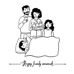 family birthday scene vector illustration