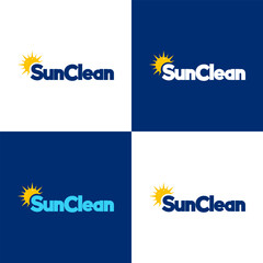 Minimal Creative Cleaning Logo Design, Sun Clean logo design vector templates