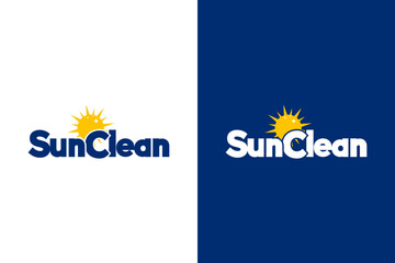 Minimal Creative Cleaning Logo Design, Sun Clean logo design vector templates